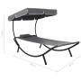 Tumbona de exterior con dosel y almohada gris de vidaXL, Tumbonas - Ref: Foro24-48079, Precio: 86,38 €, Descuento: %