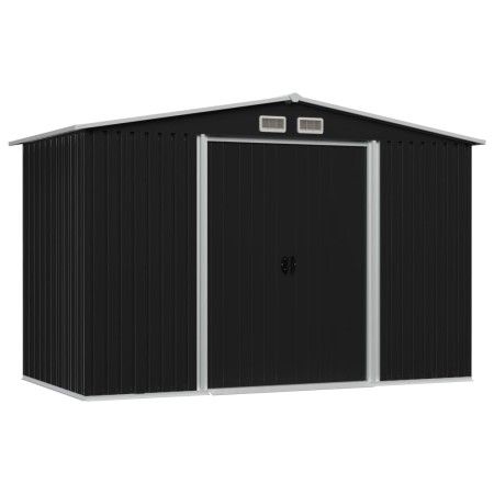 Caseta de jardín de acero gris antracita 257x205x178 cm de vidaXL, Cobertizos - Ref: Foro24-47030, Precio: 344,04 €, Descuent...