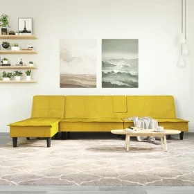 Sofá cama en forma de L terciopelo amarillo 255x140x70 cm de vidaXL, Sofás - Ref: Foro24-3157264, Precio: 410,82 €, Descuento: %