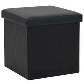 Taburete con almacenaje plegable cuero sintético negro by vidaXL, Folding stools and chairs - Ref: Foro24-247081, Price: 25,4...