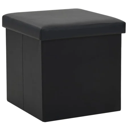 Taburete con almacenaje plegable cuero sintético negro by vidaXL, Folding stools and chairs - Ref: Foro24-247081, Price: 25,4...