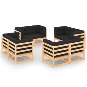 Muebles de jardín 8 pzas y cojines madera maciza pino de vidaXL, Conjuntos de jardín - Ref: Foro24-3083734, Precio: 691,79 €,...
