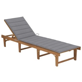 Tumbona plegable con cojín madera maciza de acacia en Tumbonas | Comprar online en Foru.es