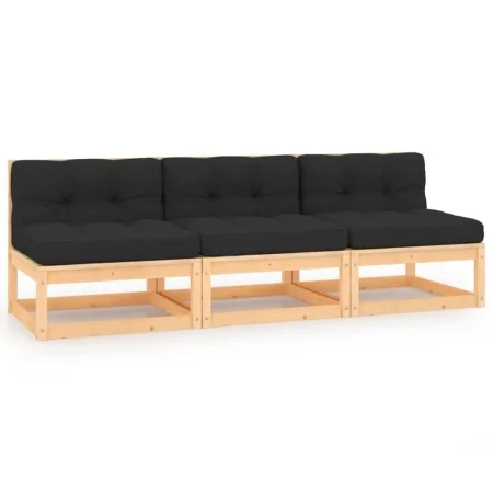 3-piece garden furniture set with solid pine wood cushions by vidaXL, Outdoor sofas - Ref: Foro24-3083737, Price: 257,26 €, D...