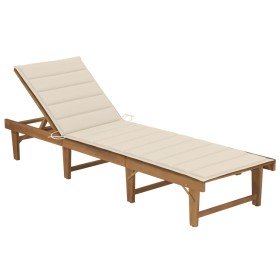 Tumbona plegable con cojín madera maciza de acacia en Tumbonas | Comprar online en Foru.es