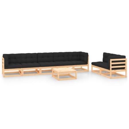Muebles de jardín 8 pzas y cojines madera maciza pino de vidaXL, Conjuntos de jardín - Ref: Foro24-3083796, Precio: 702,15 €,...