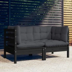 Sofá de jardín 2 plazas con cojines madera pino gris antracita de vidaXL, Sofás de exterior - Ref: Foro24-3096014, Precio: 19...