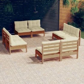 Muebles de jardín 8 piezas cojines madera de pino crema de vidaXL, Conjuntos de jardín - Ref: Foro24-3096043, Precio: 611,78 ...