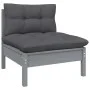 3-seater garden sofa with anthracite gray pine wood cushions by vidaXL, Outdoor sofas - Ref: Foro24-3096102, Price: 272,09 €,...
