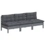 3-seater garden sofa with anthracite gray pine wood cushions by vidaXL, Outdoor sofas - Ref: Foro24-3096078, Price: 261,35 €,...
