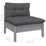 3-seater garden sofa with anthracite gray pine wood cushions by vidaXL, Outdoor sofas - Ref: Foro24-3096078, Price: 261,35 €,...