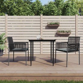Sillas jardín con cojines 2 uds ratán PE negro 54x60,5x83,5cm en Sillas de jardín | Comprar online en Foru.es