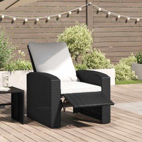 Sillón reclinable de jardín con cojines ratán sintético negro en Sillas de jardín | Comprar online en Foru.es