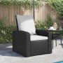 Sillón reclinable de jardín con cojines ratán sintético negro en Sillas de jardín | Comprar online en Foru.es