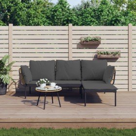 Set muebles jardín 3 pzas y cojines gris oscuro ratán sintético en Conjuntos de jardín | Comprar online en Foru.es