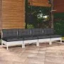 Sofá de jardín 4 plazas con cojines madera pino gris antracita de vidaXL, Sofás de exterior - Ref: Foro24-3096125, Precio: 30...