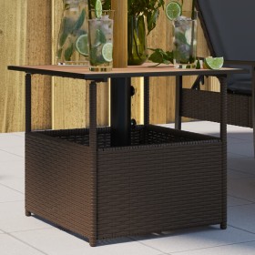 Mesa de jardín hueco de sombrilla ratán PE marrón 55x55x46,5 cm en Mesas de jardín | Comprar online en Foru.es