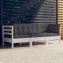 3-seater garden sofa with anthracite gray pine wood cushions by vidaXL, Outdoor sofas - Ref: Foro24-3096101, Price: 280,13 €,...