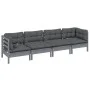 Muebles de jardín 4 piezas con cojines de madera maciza de pino de vidaXL, Conjuntos de jardín - Ref: Foro24-3096150, Precio:...