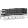 3-seater garden sofa with anthracite gray pine wood cushions by vidaXL, Outdoor sofas - Ref: Foro24-3096101, Price: 280,13 €,...