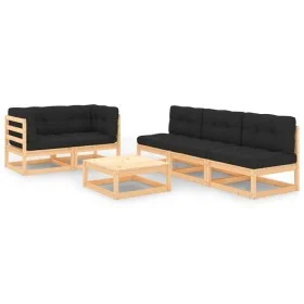 Gartenmöbel-Set 6-teilig und Kissen aus massivem Kiefernholz von vidaXL, Gartensets - Ref: Foro24-3083756, Preis: 453,02 €, R...