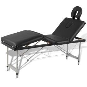Camilla de masaje plegable 4 zonas estructura de aluminio negra de vidaXL, Mesas de masaje - Ref: Foro24-110099, Precio: 208,...