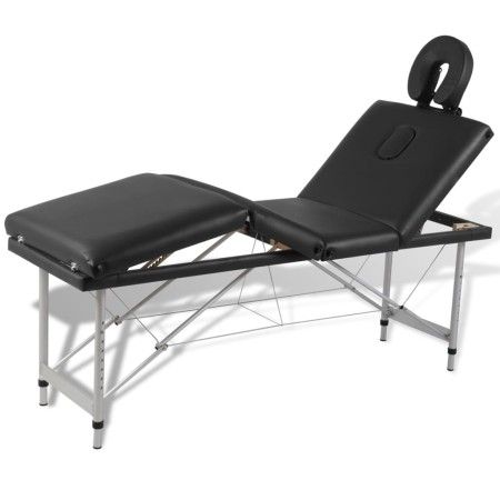Camilla de masaje plegable 4 zonas estructura de aluminio negra de vidaXL, Mesas de masaje - Ref: Foro24-110099, Precio: 208,...
