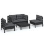 Juego de muebles de jardín 5 pzas y cojines madera maciza pino de vidaXL, Conjuntos de jardín - Ref: Foro24-3096182, Precio: ...