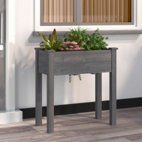 Jardinera con forro interior madera abeto gris 71x37x76 cm en Macetas y jardineras | Comprar online en Foru.es