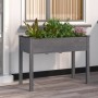 Jardinera con forro madera maciza de abeto gris 118x59x76 cm en Macetas y jardineras | Comprar online en Foru.es