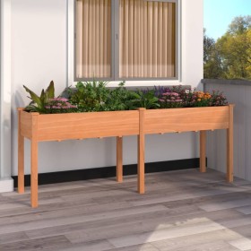 Jardinera con forro madera maciza de abeto marrón 203x53x76 cm en Macetas y jardineras | Comprar online en Foru.es