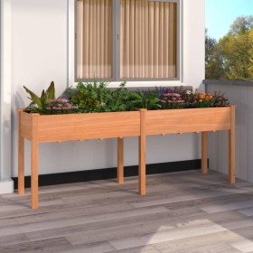 Jardinera con forro madera maciza de abeto marrón 203x53x76 cm en Macetas y jardineras | Comprar online en Foru.es