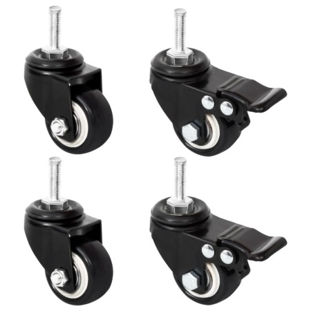 Ruedas para macetero 4 uds hierro negro 8x3,5x8 cm en Macetas y jardineras | Comprar online en Foru.es