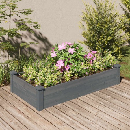 Jardinera arriate forro madera maciza abeto gris 120x60x25 cm en Macetas y jardineras | Comprar online en Foru.es