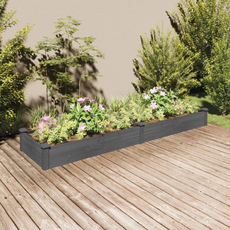 Jardinera arriate con forro madera abeto gris 240x60x25 cm en Macetas y jardineras | Comprar online en Foru.es