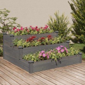 Jardinera arriate madera maciza de abeto gris 120x120x56 cm en Macetas y jardineras | Comprar online en Foru.es