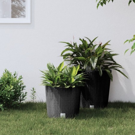Macetero interior extraíble PP ratán gris antracita 15/15,3 L en Macetas y jardineras | Comprar online en Foru.es