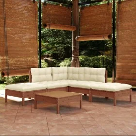 Muebles de jardín 6 pzas y cojines madera de pino marrón miel de vidaXL, Conjuntos de jardín - Ref: Foro24-3096319, Precio: 4...