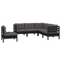 Muebles de jardín 5 pzas con cojines negro madera de pino de vidaXL, Conjuntos de jardín - Ref: Foro24-3096410, Precio: 492,5...
