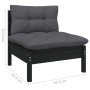Muebles de jardín 5 pzas con cojines negro madera de pino de vidaXL, Conjuntos de jardín - Ref: Foro24-3096410, Precio: 492,5...