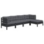 Muebles de jardín 5 pzas con cojines negro madera de pino de vidaXL, Conjuntos de jardín - Ref: Foro24-3096362, Precio: 457,4...