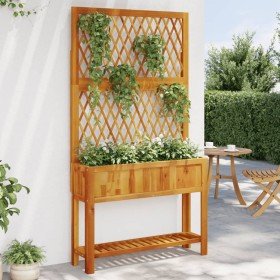 Jardinera con enrejado y estante acacia maciza 100x32x185 cm en Macetas y jardineras | Comprar online en Foru.es