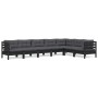 Muebles de jardín 7 pzas y cojines negro madera maciza de pino de vidaXL, Conjuntos de jardín - Ref: Foro24-3096699, Precio: ...