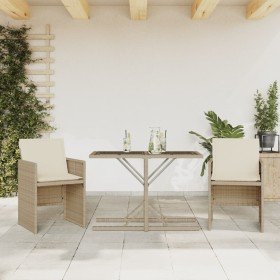 Sillas y mesita de jardín 3 piezas ratán sintético cojín beige en Conjuntos de jardín | Comprar online en Foru.es