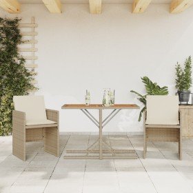 Sillas y mesita de jardín 3 piezas ratán sintético cojín beige en Conjuntos de jardín | Comprar online en Foru.es
