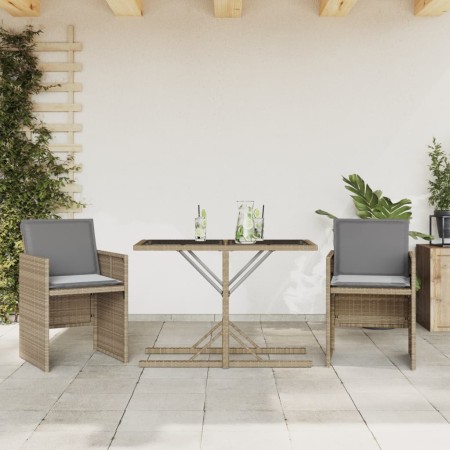 Sillas y mesita de jardín 3 piezas ratán sintético cojín beige en Conjuntos de jardín | Comprar online en Foru.es