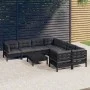 Muebles de jardín 9 pzas y cojines negro madera de pino de vidaXL, Conjuntos de jardín - Ref: Foro24-3096981, Precio: 853,17 ...