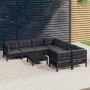 Muebles de jardín 9 pzas y cojines negro madera de pino de vidaXL, Conjuntos de jardín - Ref: Foro24-3096981, Precio: 877,06 ...