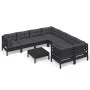 Muebles de jardín 9 pzas y cojines negro madera de pino de vidaXL, Conjuntos de jardín - Ref: Foro24-3096981, Precio: 853,17 ...