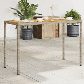 Mesa de jardín superficie de madera ratán PE gris 115x54x74 cm en Mesas de jardín | Comprar online en Foru.es